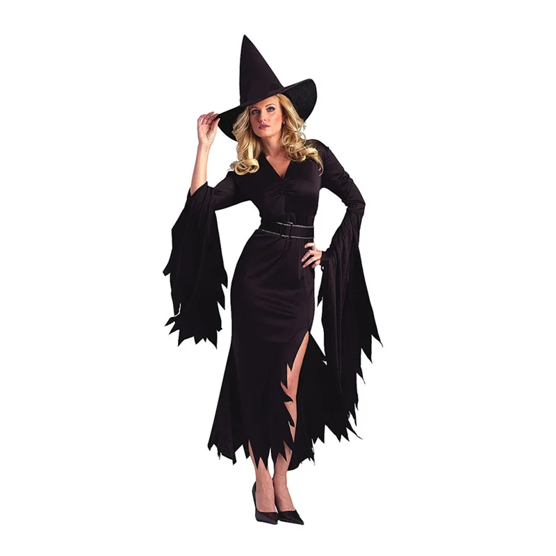 Adults Halloween Costume Cosplay Club Party Witch Outfits Hat Dress Glove Belt Women Halloween Clothes Suit