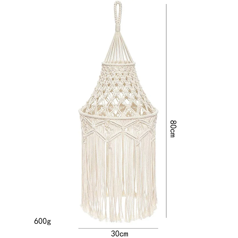 Bohemian Home Decor Macrame Woven Boho Fringe Chandelier Light Cover Lamp Shade Ceiling Hanging Bedroom Accessories