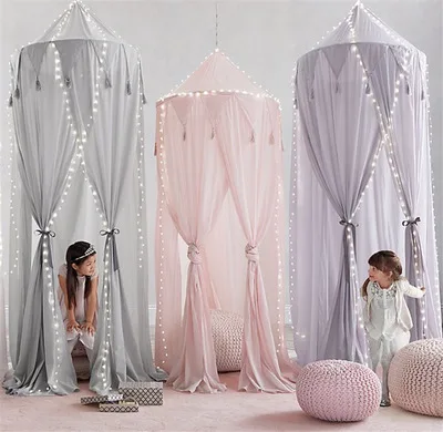 
Triangle fringe star chiffon tent of kids Light breathable baby mosquito net bed curtain for children 