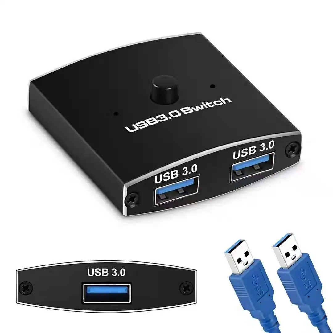 OZU3 USB3.0 Switch Selector USB Bidirectional Sharing Switch Adapter with One Button Swapping for Keyboard Mouse Scanner Printer