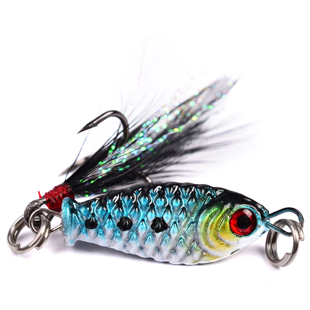 5.2g 2.5cm Feathered Lead Fish Jigbait Lure Artificial Hard Bait Made of Metal for River Fishing