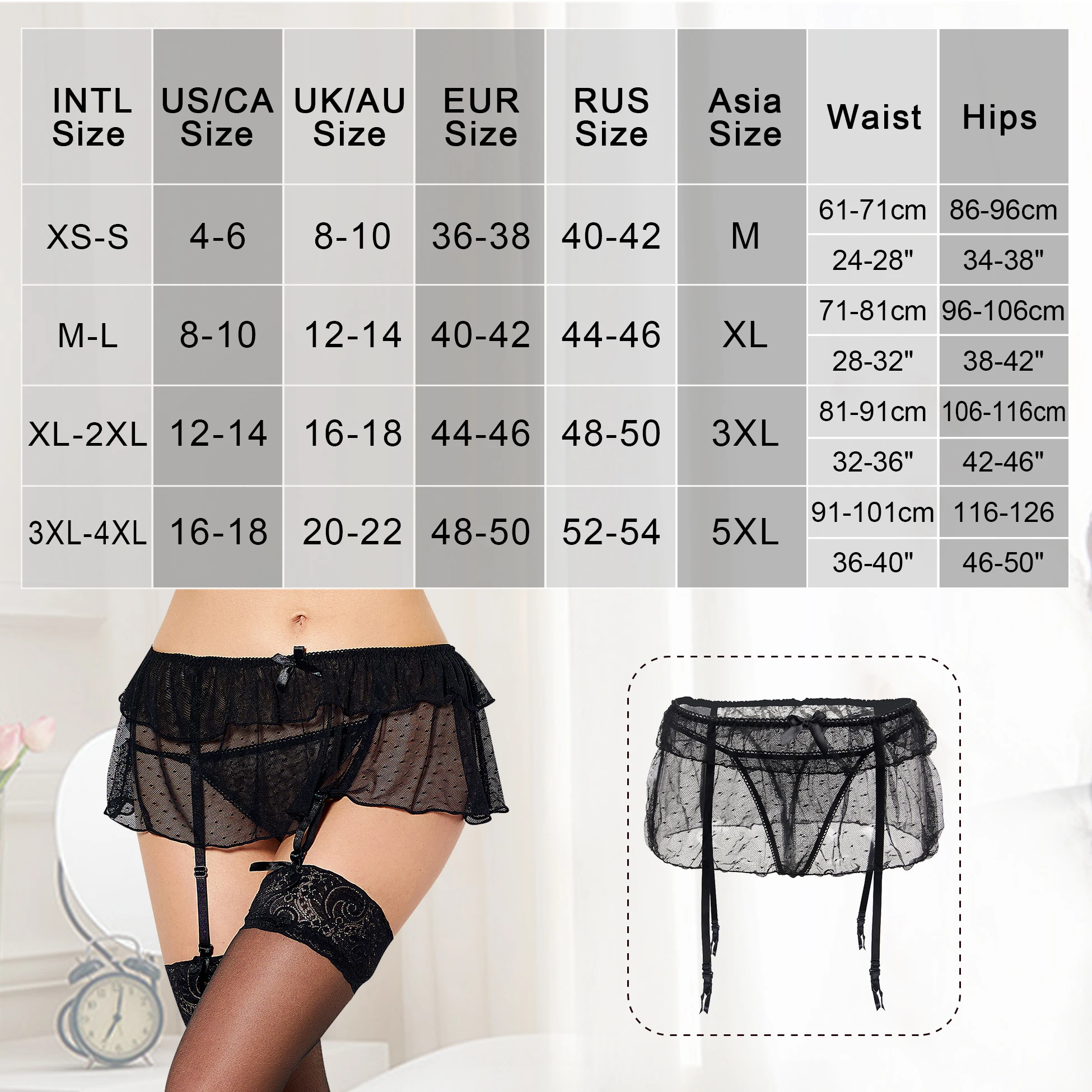 In Stock High Waist Mesh Lace Cute Bow Tie Women Lingerie Garter Panties