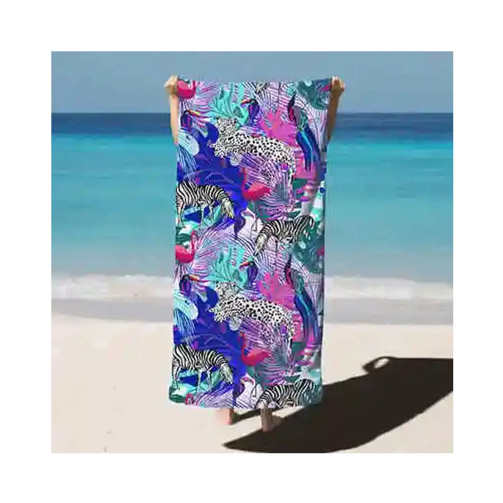 Wholesale Printed Mass Sale 3D Custom LOGO Sand Free Beach Towel Quick Dry Large Size Beach Towel