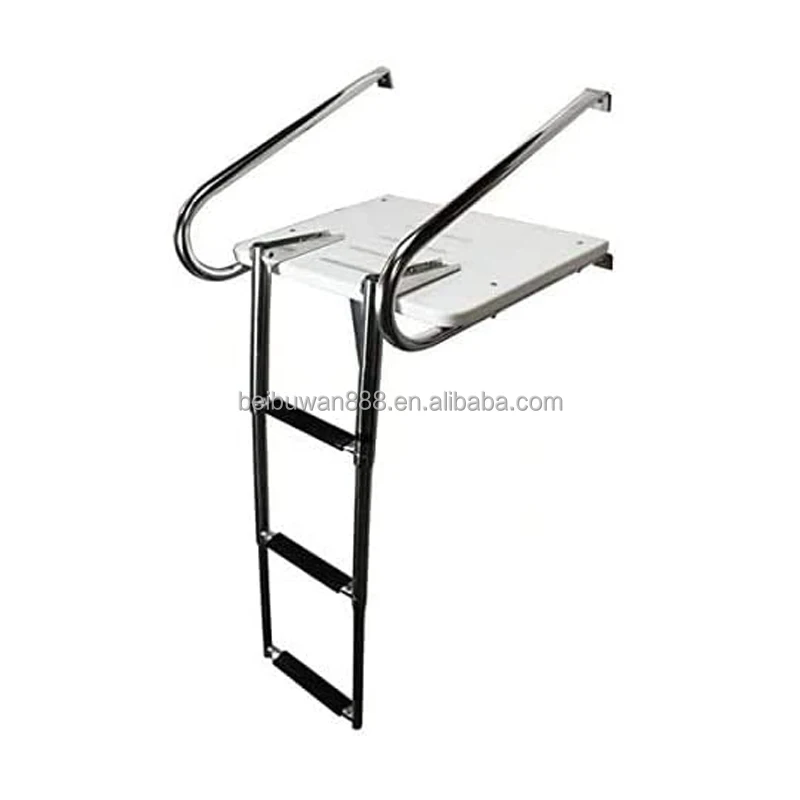 3 Step In-board Outboard Transom Platform Telescoping Boat Ladder Swimming Telescopic Ladder Marine Parts Boat Accessories 1 PC