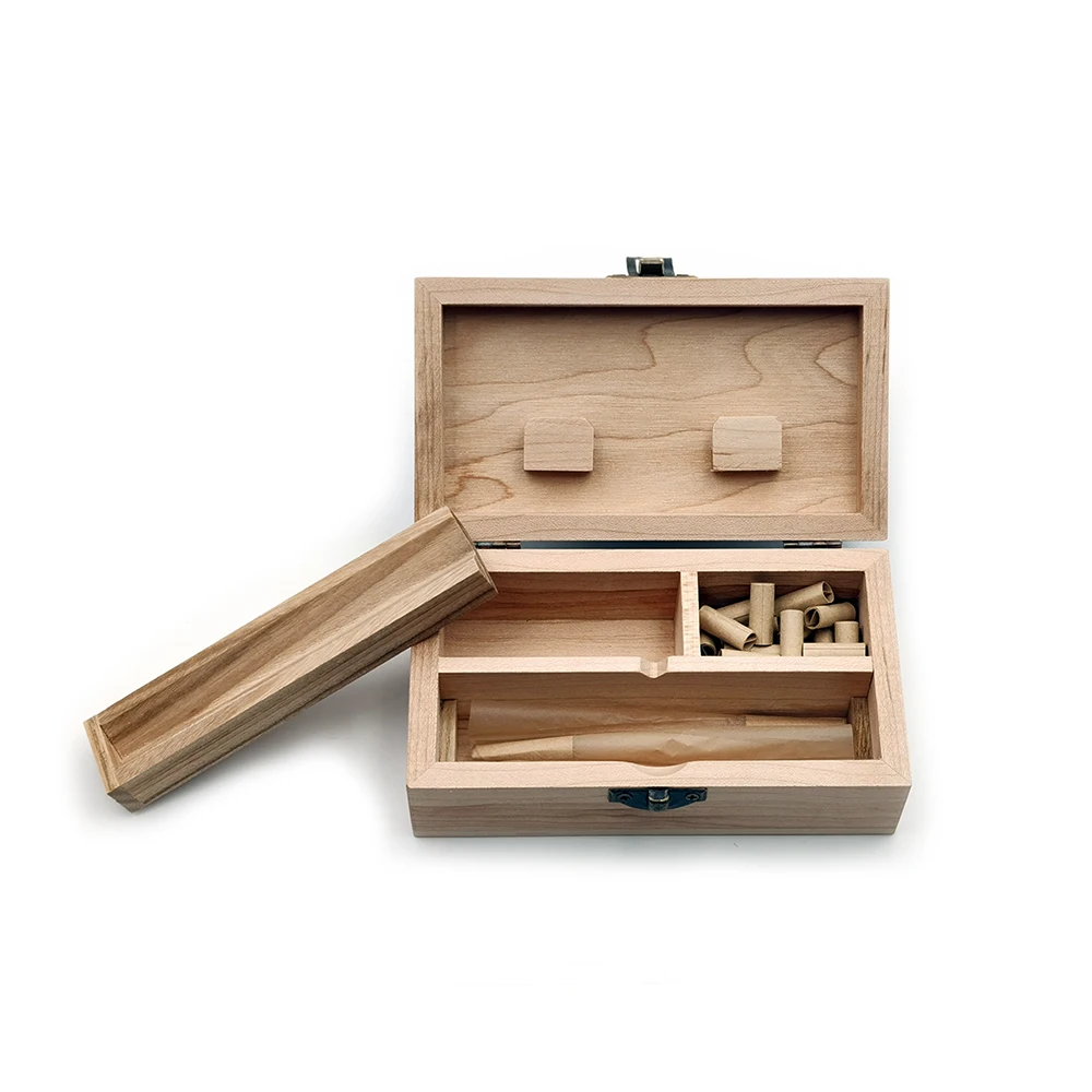 Custom Classic Bamboo Tobacco Herb Stash Box Wood Stash Box for Smoking Accessory