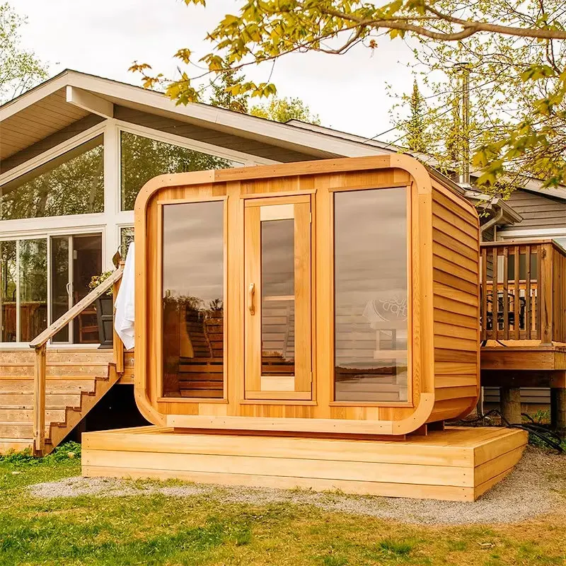 Luxury 6-Person Outdoor Traditional Steam Sauna Room With Canadian Cedar Wood