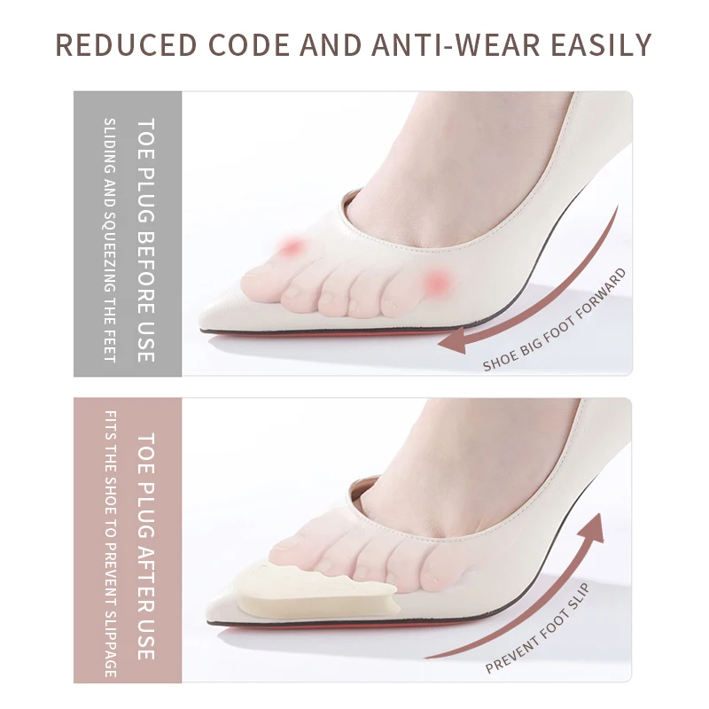 High Heel Anti-slip Foot Care Adjustable Big Toe Filler Insole Pad Soft Removable Sponge Toe Plug Forefoot Pad