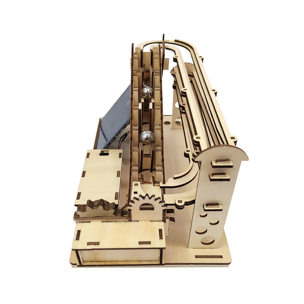 Wholesale Classic Wooden DIY Marble Run Mechanical Race Game Gear Driven 3D Puzzle Solar Energy Kids Toys Assembly Model