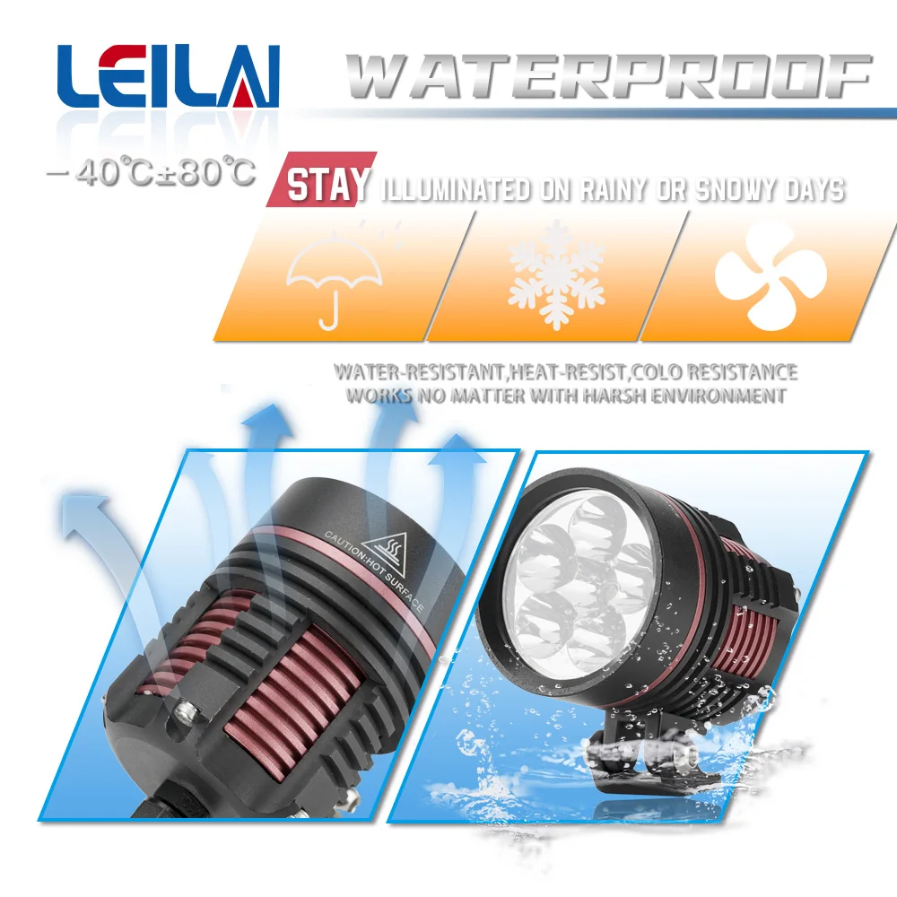 L6T 60W Motorcycle Headlight Super bright White 12000LM LED Motorcycle Spotlight Waterproof