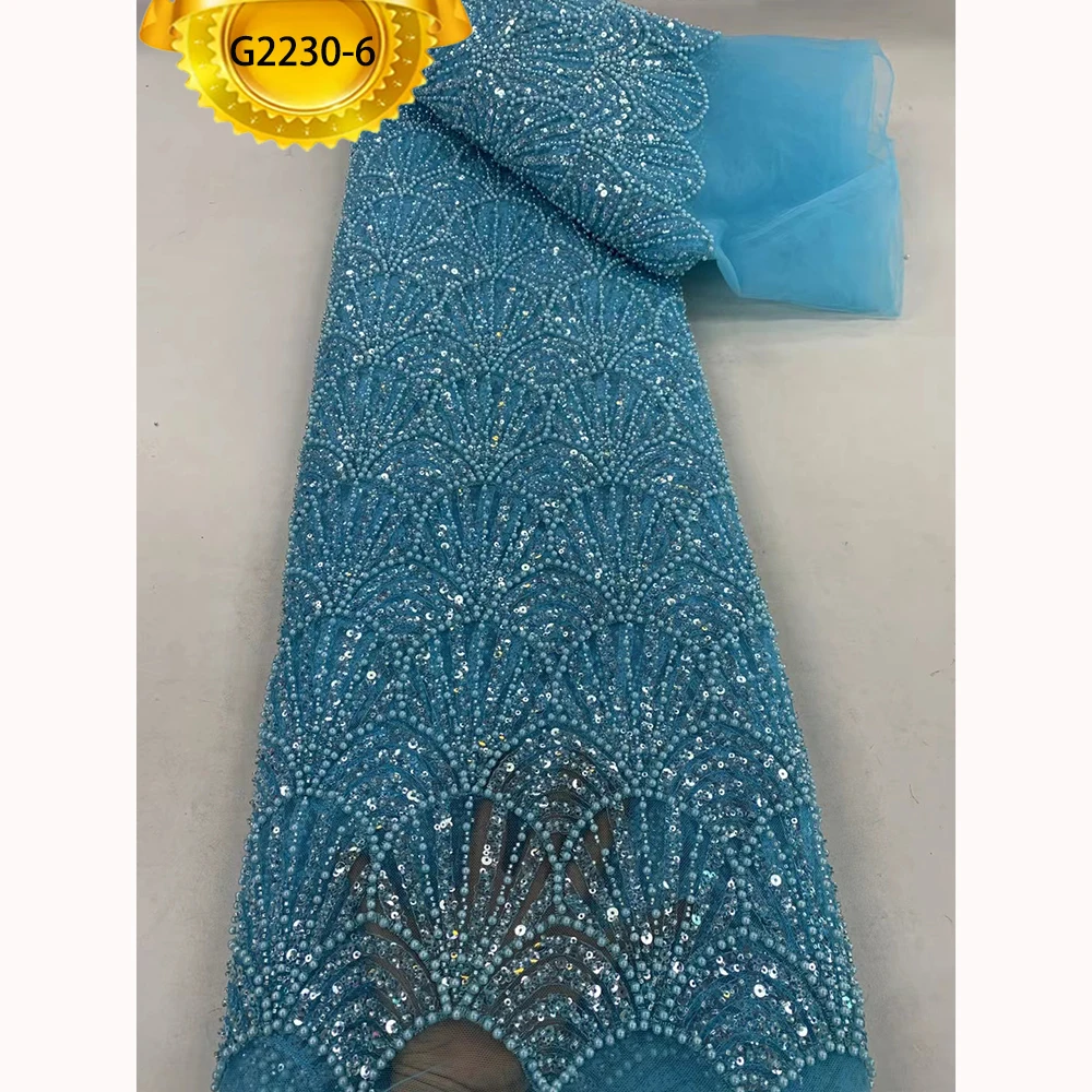 G2230 High Quality Heavy Beaded Fabric Embroidery Luxury Beaded Lace Fabric for Wedding