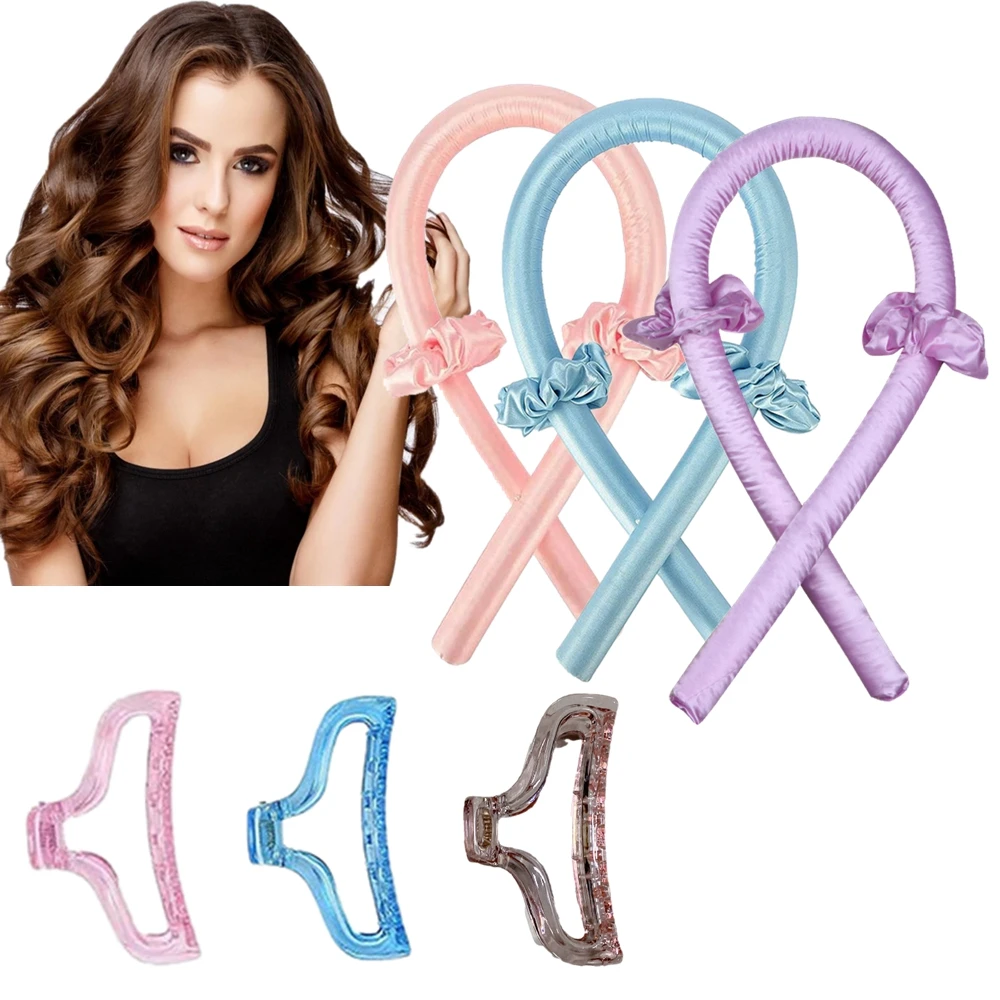 2022 TikTok Hot Selling Hair Curlers Rollers Silk Curling Rod Auto Rotating Portable No Heat Satin 3 in 1 Heatless Hair Curler
