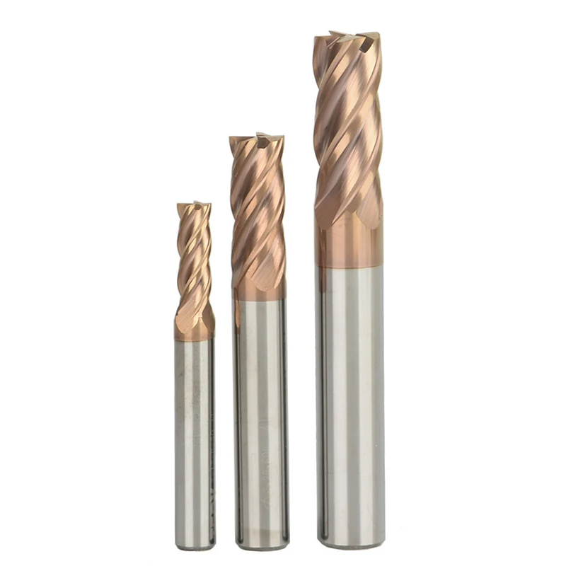 Solid Tungsten Carbide HRC55 4 Flutes Corner Radius 35 Degree End Milling Cutter High-Speed CNC Router Bits Cutting Tools