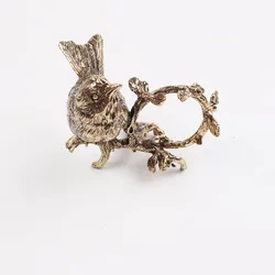 Metal Pewter Song Bird Vintage Napkin Rings For Table Decoration
