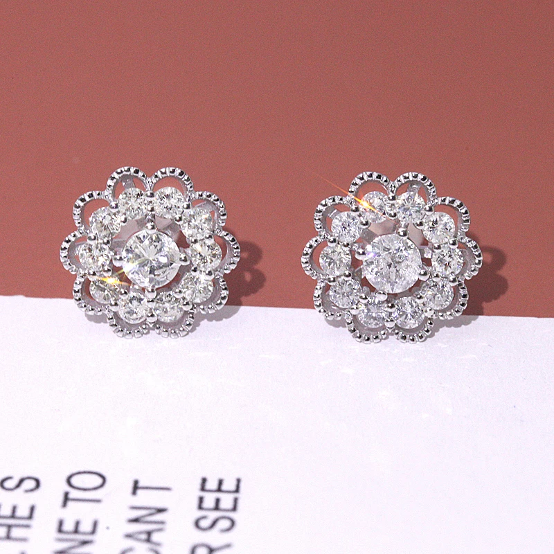 Лидер продаж алмазные свадебные серьги-гвоздики с кристаллами Swarovski в форме цветка стерлингового серебра женские серьги