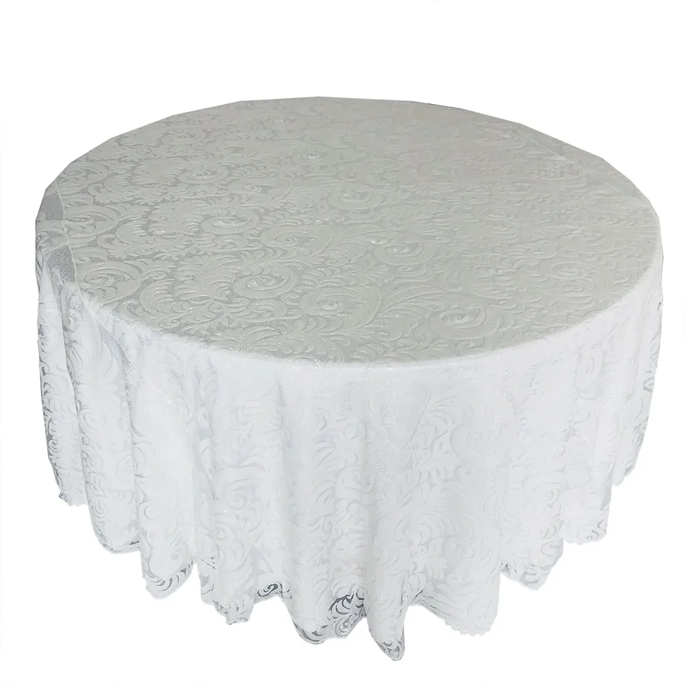 Luxury embroidered sequin round  tablecloth for wedding