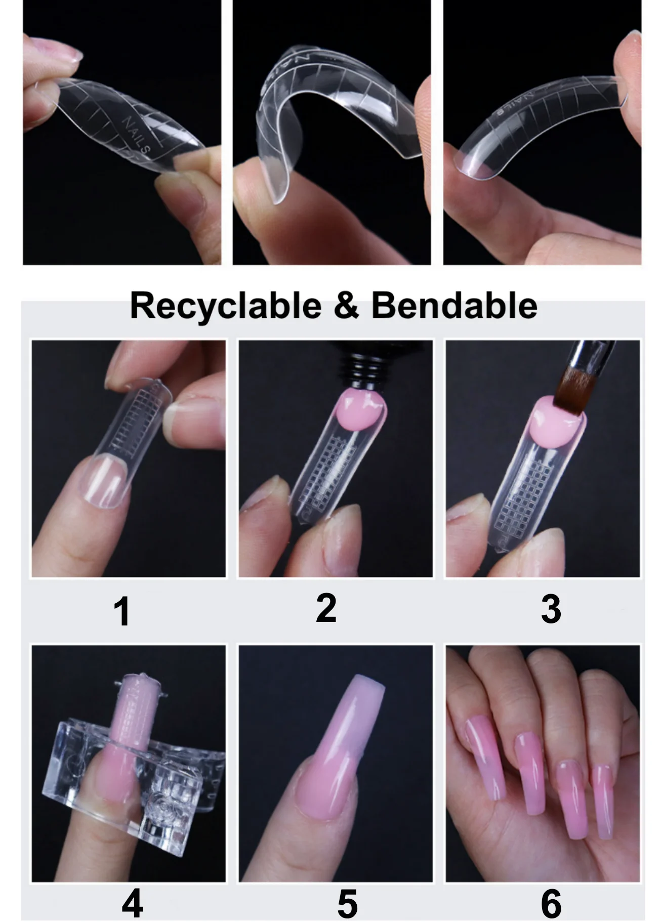 Private Label Professional Nail Extension Plastic Nail Forms Nails Shape Form Tips Reusable 120 pcs
