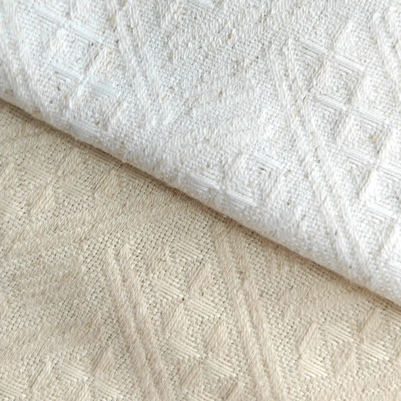 Golden Linen Look Curtain Fabric for Home Decor Blackout and Upholstery Material Knitted Technique for Curtains and Sofa