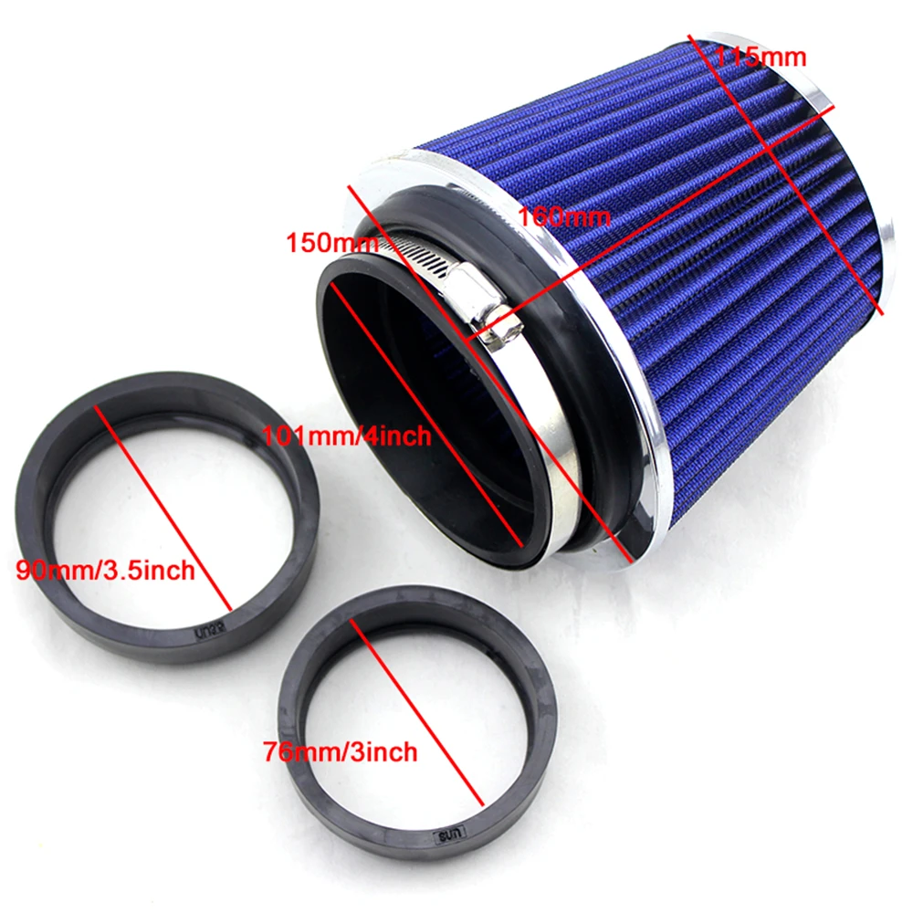 
Air Filter 3/3.5/4inch 76/90/101mm Universal Fits for Cold Air Intake High Flow Air Filters 