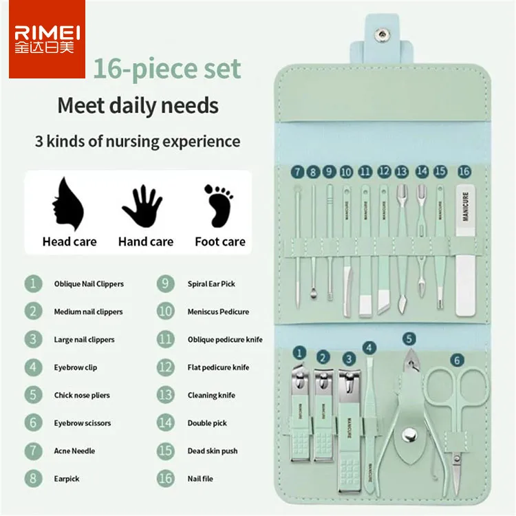RIMEI  hot sale professional set manicure pedicure 17pcs in 1 nail care set manicure pedicure