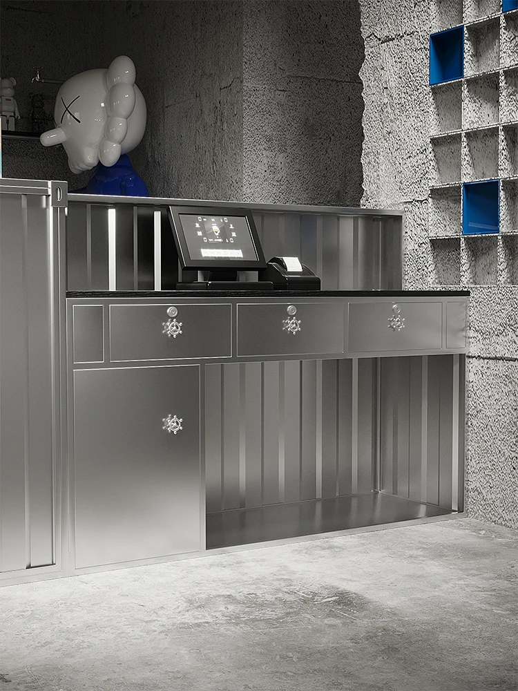 Hot selling retro bar cashier wrought iron container milk tea shop clothing store industrial style furniture creative corner rec