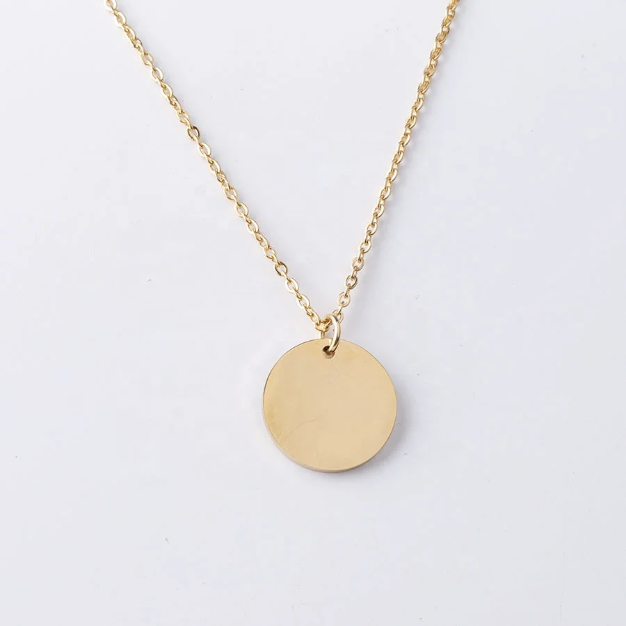 Dina 2022 New Arrival 18K PVD Gold Plated Round DIY Customize Blank Choker Necklace Stainless Steel Jewelry For Friends Gift