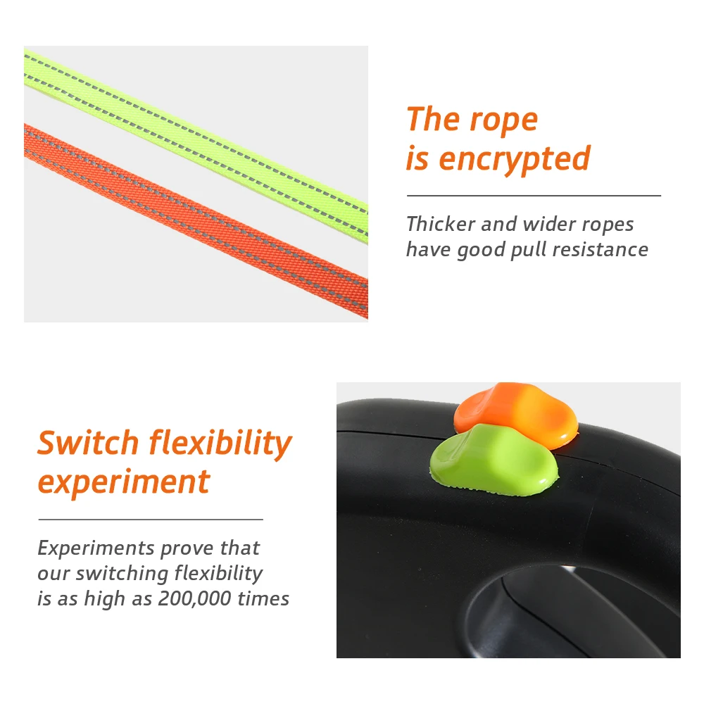 3 in 1 Portable Automatically Retractable Dog Leash Double-headed LED Pet Traction Leash With Poop Bag Dispenser