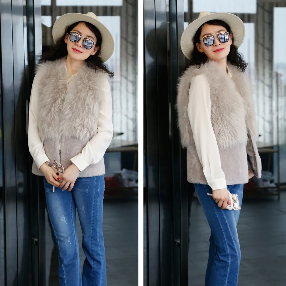 2023 Newest High Quality Real Fur Winter Women Fashion Vest Sleeveless Fur Coat