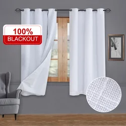 custom Luxury European style hotel curtains   Double Layer linen 100% blackout curtains