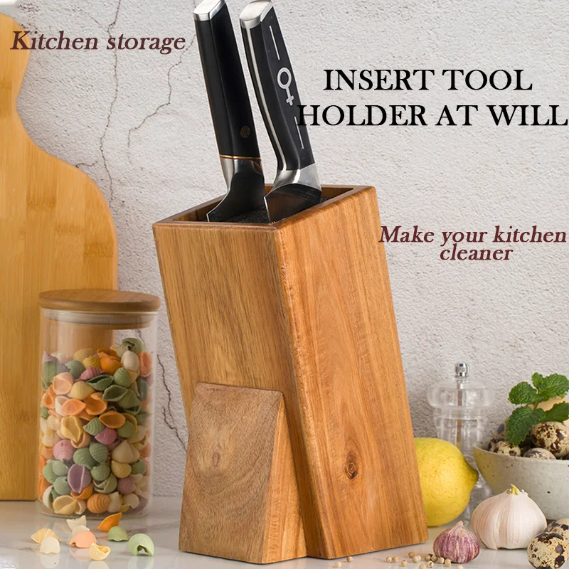 Modern kitchen counter display  universal acacia wood  knife holder Insert at will