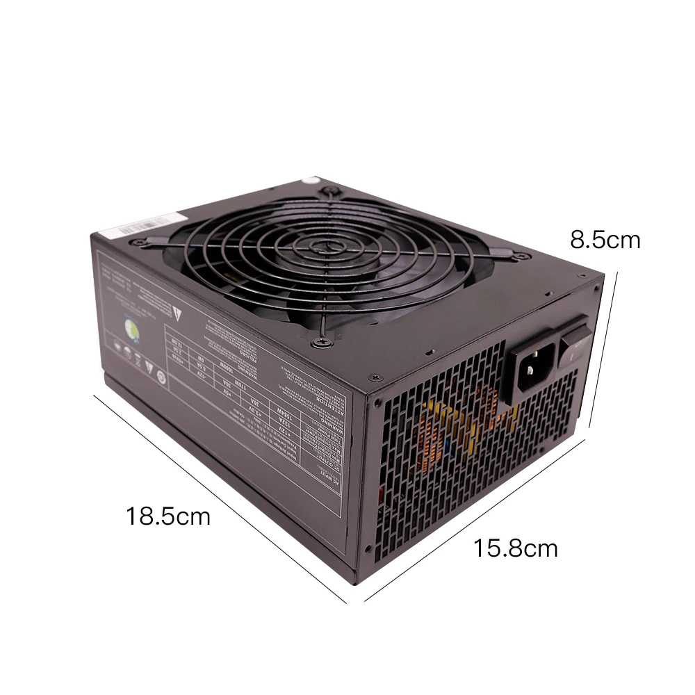 ATX Computer Case Silver Platform Power Black Red 1600W Modular  PSU Rig Machine with Qingsea Chassis