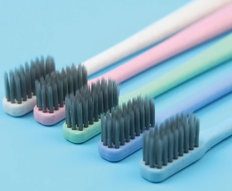 OEM Retail Customized Logo Cheap Home Adult Travel Recycled Plastic Wheat Straw Tooth Brush Toothbrush With Charc