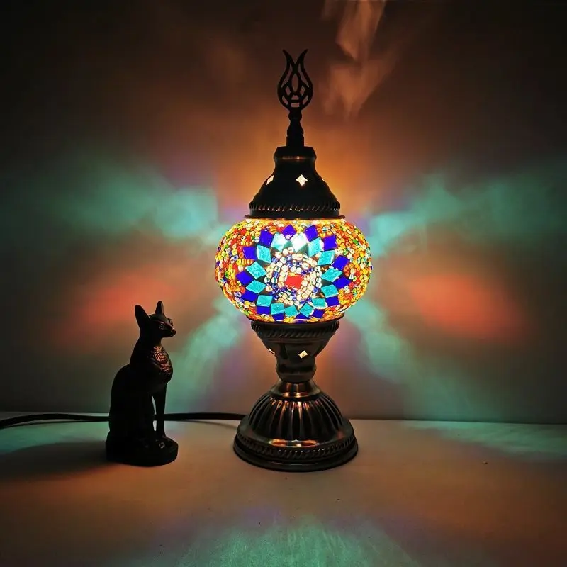 Rechargeable Handmade Stained Moroccan Style Lamp Vintage Bedroom Bedside Table Lamp Turkish Light DIY Mosaic Glass Turkish Lamp