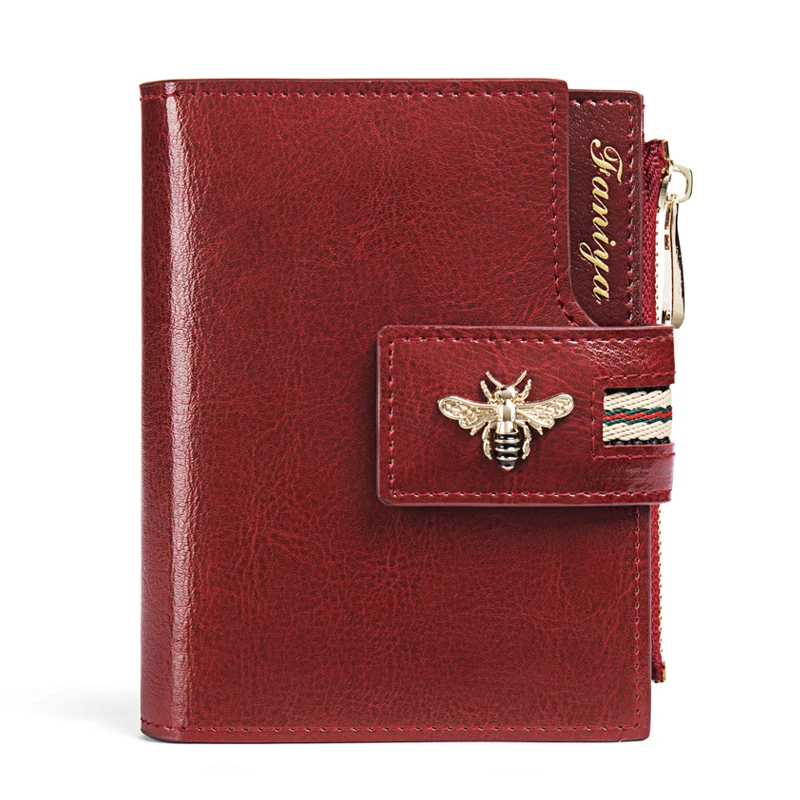 Leather fashionable Bee coin RFID ladies custom wallet sliding drawer gift box packcarteras luxury purse wallet women