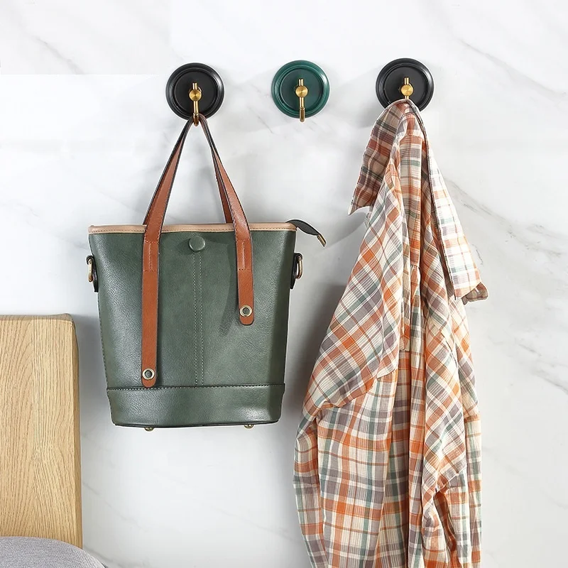 Creative ceramic chassis stainless steel hook free punch stick hook bathroom toilet wall hanging clothes hook entry door porch