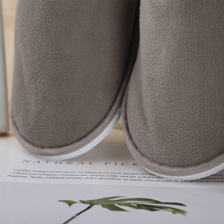 Luxury Hotel Slippers Disposable Cotton Gray Slippers Top Quality Bargain Wholesale In Stock