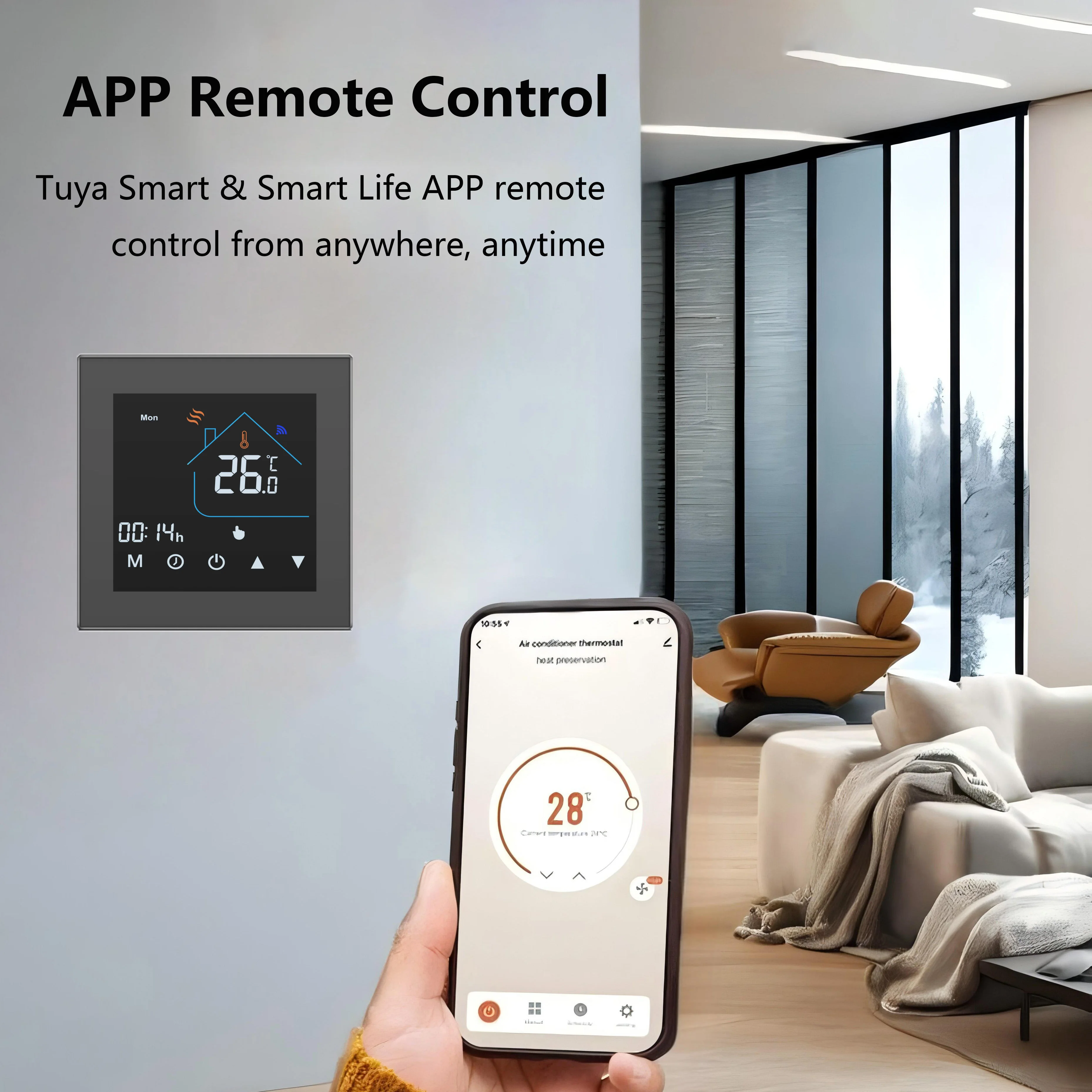 Tuya Smart WiFi HVAC Air Conditioner with Modern Design 240V Wireless Cooling Device Built-In Room Thermostat for Home Apartment
