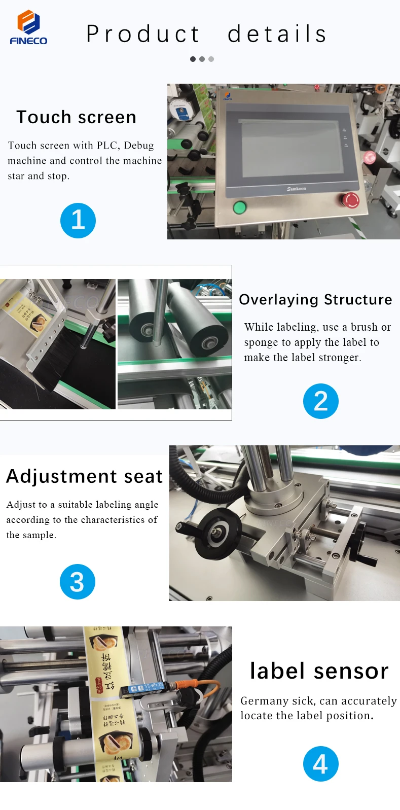 FK814 Automatic Corn Starch Bag Box Two Sides Label Applicator container top botton labeling machine