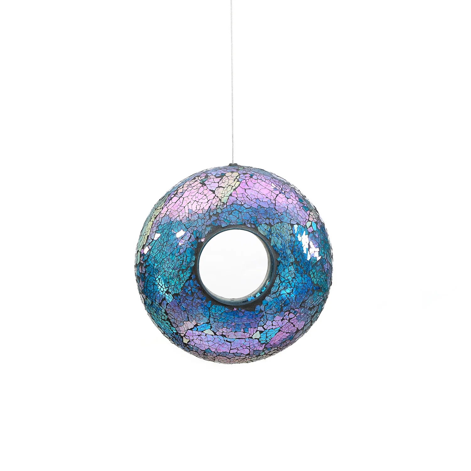 Outdoor Round Color glass hanging bird water feeder