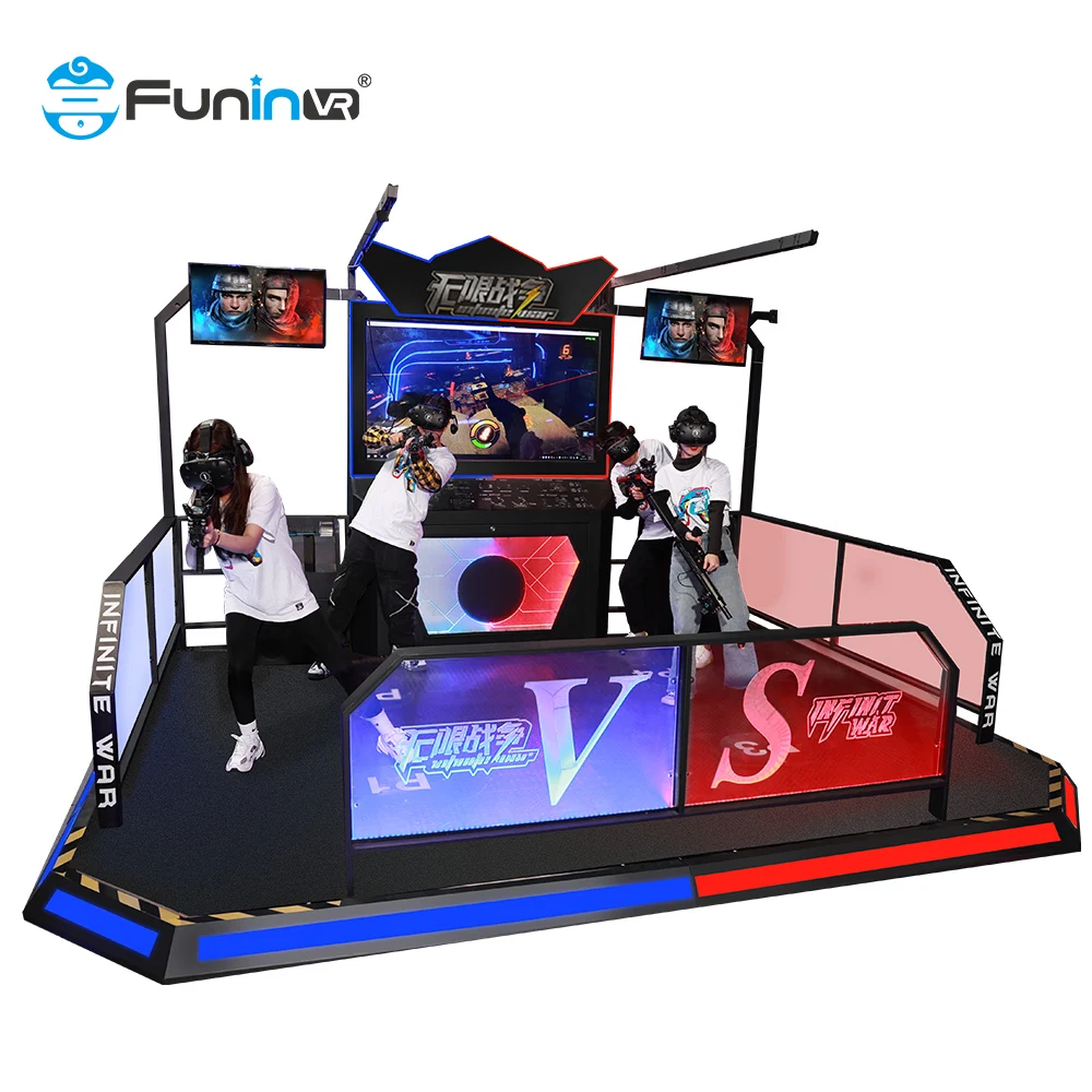 IAAPA Rent VR Infinity war dinosaur ride virtual reality 4 player PVP shooting amusement park kid ride for shopping mall