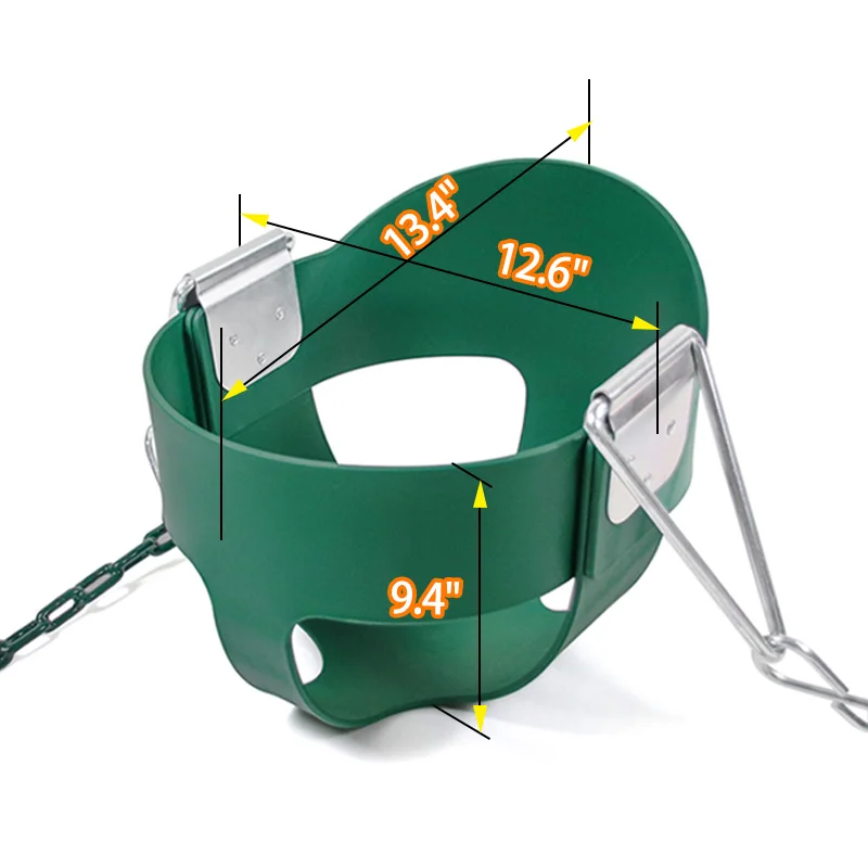 Kids Outdoor Playground Plastic High Back Full Bucket Toddler Swing Seat Coated Swing Chains Fully Assembled Toddler Swing Set