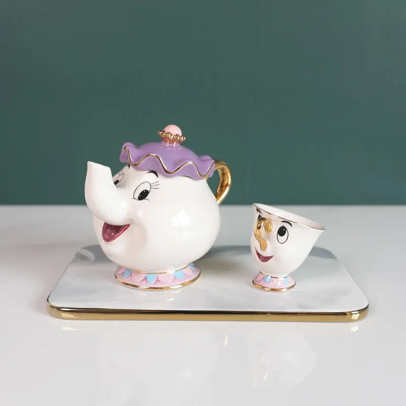  Красота и с рисунком из мультфильма «Красавица Чудовище» чайник Арчи керамическая чашка тарелка блюдцем набор расписной фарфор заварник г-жа