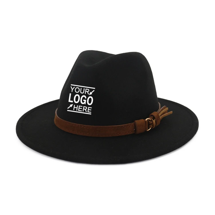 High Grade Custom 100% Wool pink Colored Church Cloche Cap Elegant Leather Belt Fedoras Hat Cowboy Cap For Women cowboy hats