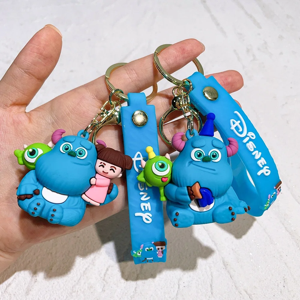 Cute Big Eyed Hair Monster Keychain 3D Kawaii Custom Pvc Anime keychain bag pendant Electric Power Company Key chain Accessories