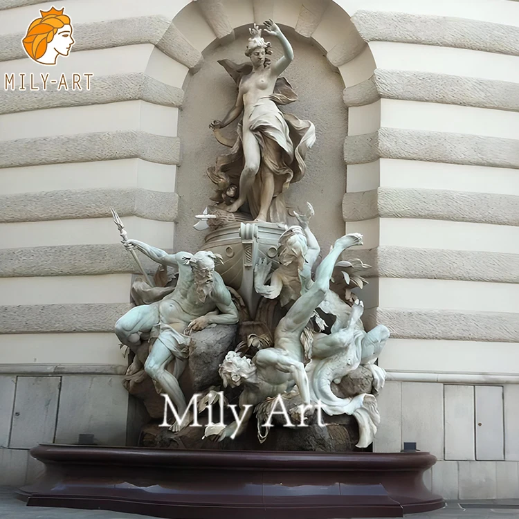 Ancient Square Outdoor Decoration Hand Carved Marble Lady Wall Fountain