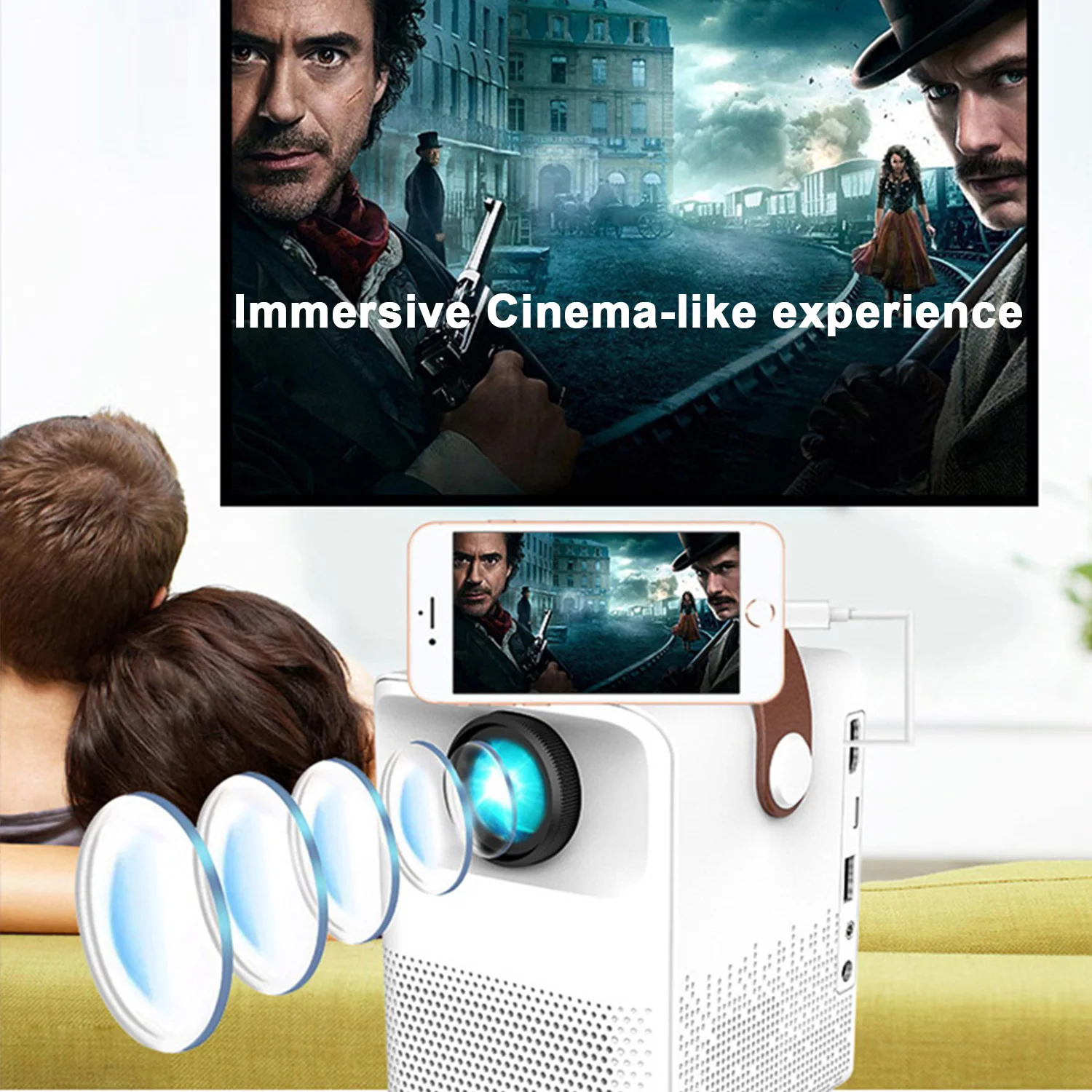  Супер Природа 1080P * 720P 2000 люмен с ЖК-дисплеем Короткофокусный проектор для домашнего кинотеатра Цифровой Мини карманный игр на открытом воздухе Используйте