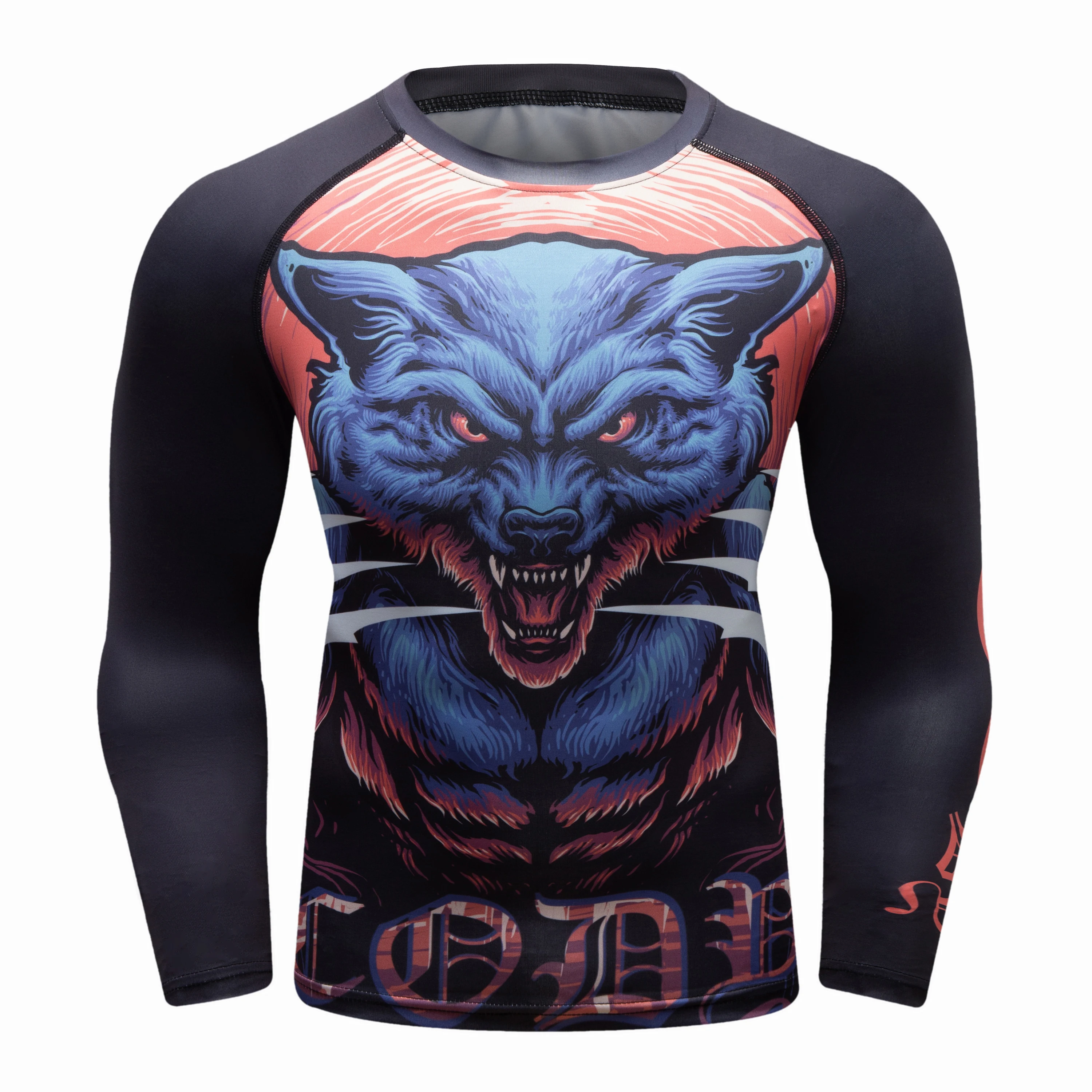 Custom Logo Men Running T-shirt Fitness Rash Guard Bodybuilding Cross Long Sleeve T-shirt