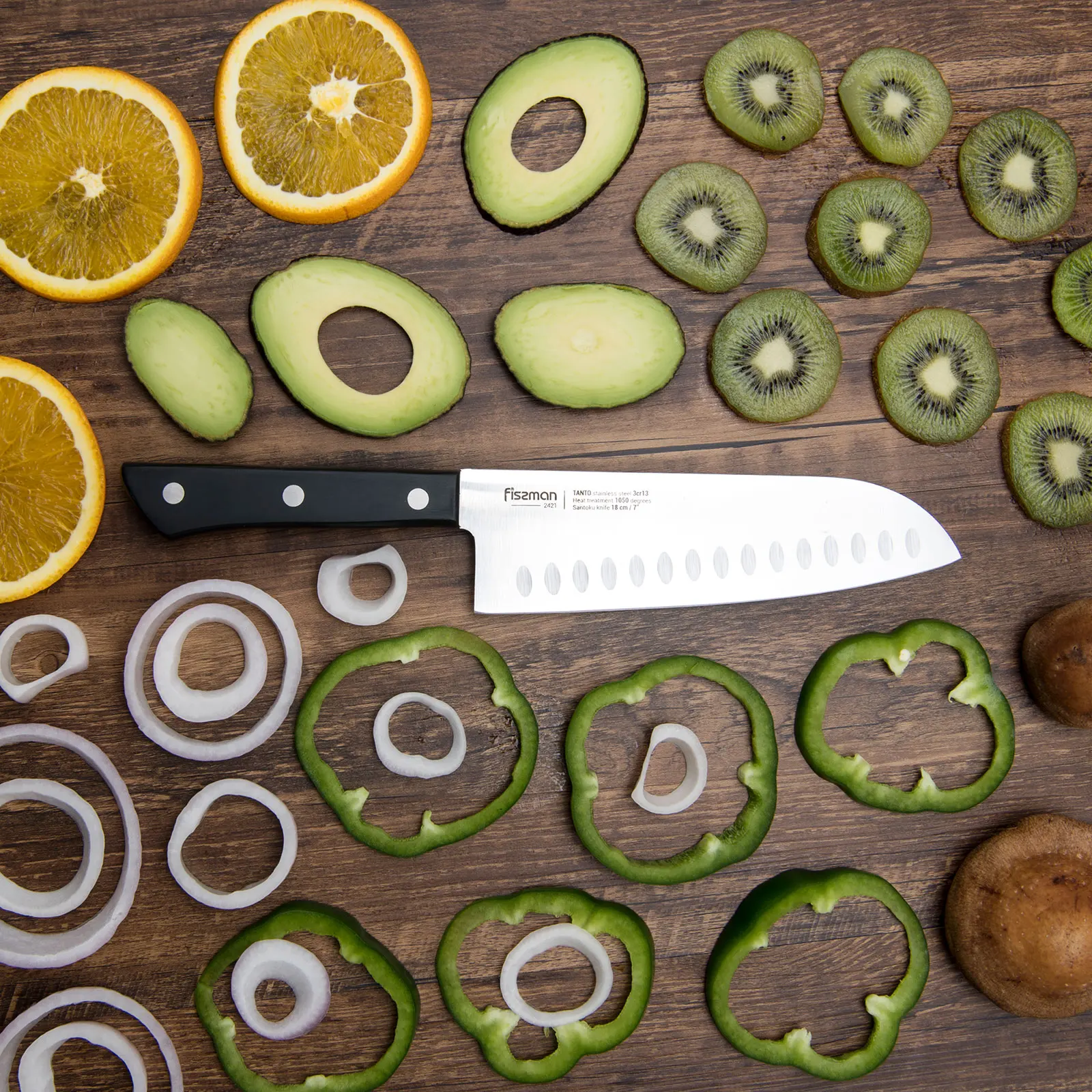 FISSMAN 7' Santoku Knife Tanto 3Cr13 Steel Kitchen Knives