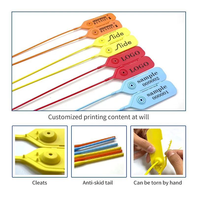 China Factory Customized Printing Logo Security Plastic Seals Numbered Tamper Tags Disposable Safety Plastic Security Seal Tag