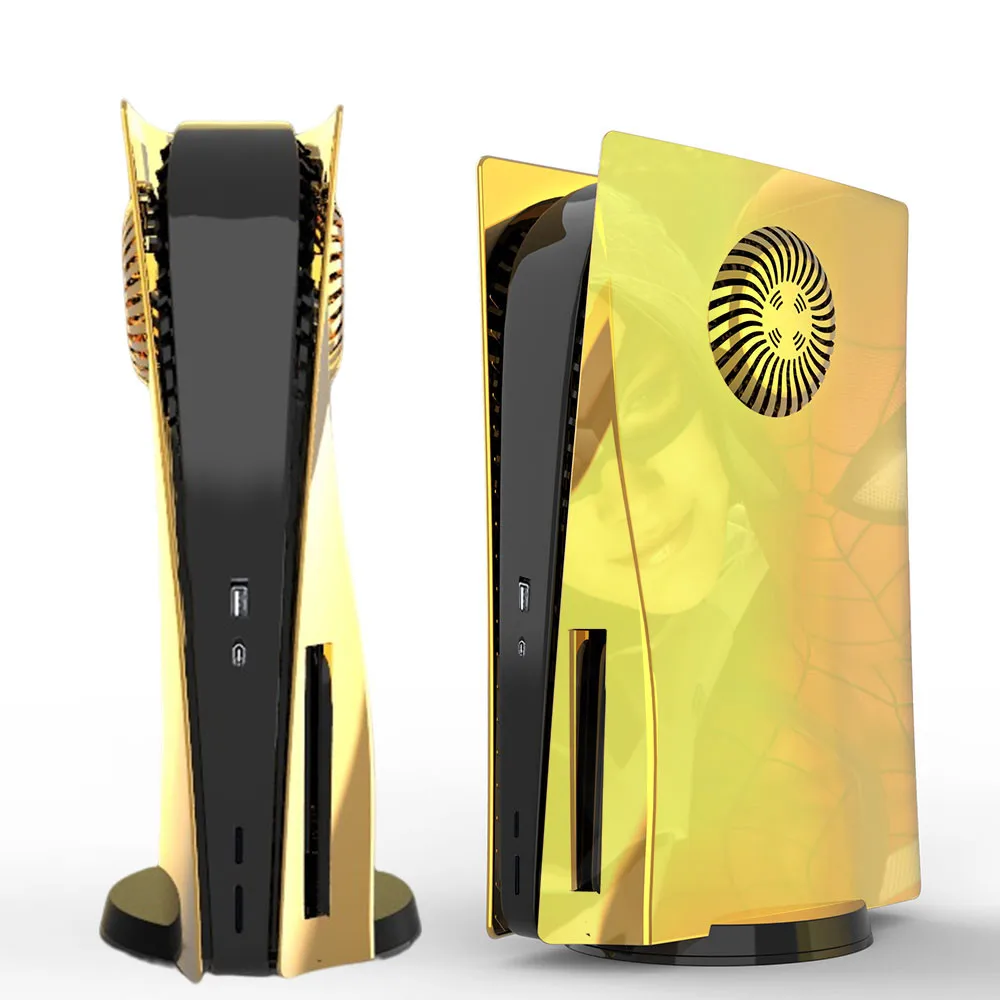 Hard Shockproof Faceplate Side Shell Cover Skins Accessories Console Gold Plating Plates with Cooling Vent for PS5 Disc Version