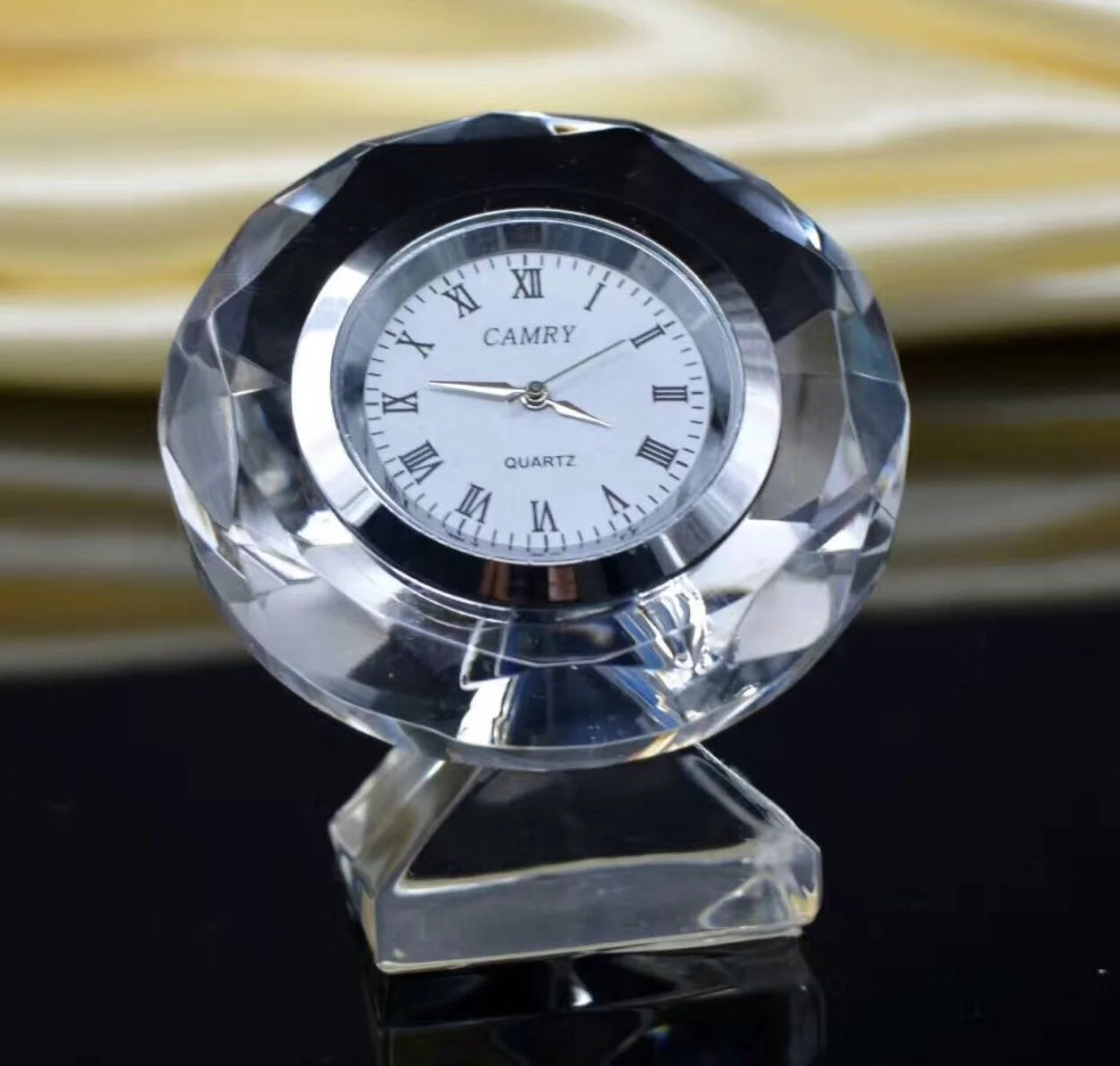 K9 crystal 60mm(55mm) clock diamond glass clock round heart shape octagon hexagon pentagon  crystal ornaments on desk wholesale